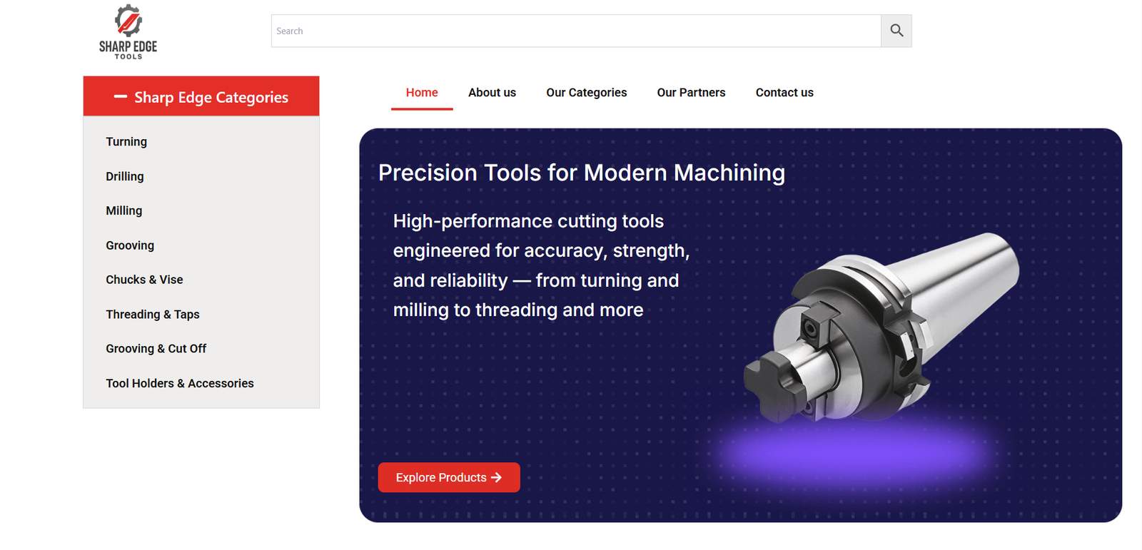 Sharp Edge Tools high-precision cutting tools website screenshot